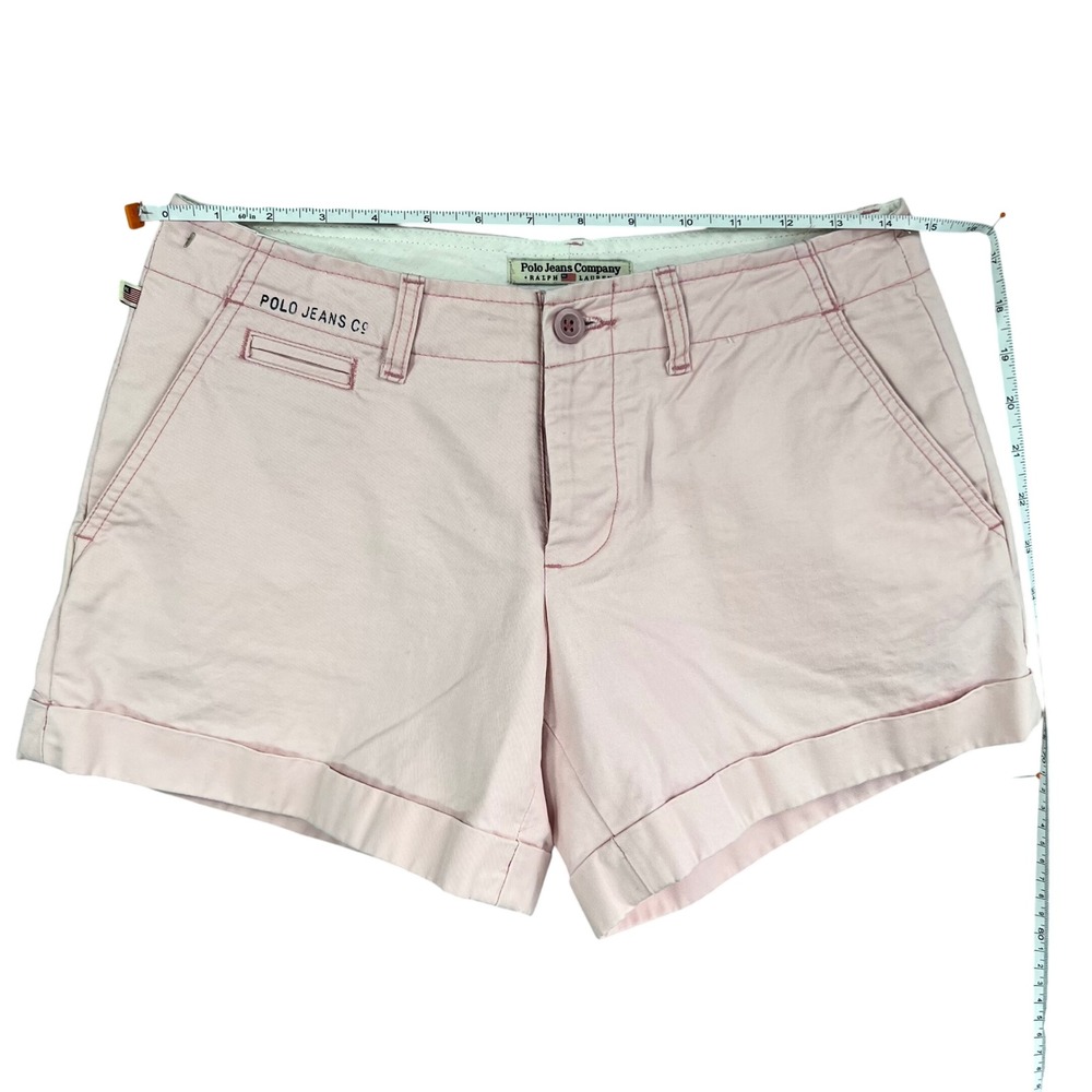 Polo Jeans Co Ralph Lauren Pink Chino Shorts Cuffed Button Fly Size 2 - Picture 3 of 8
